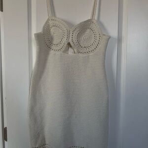 Mango Cream Crochet Mini Dress